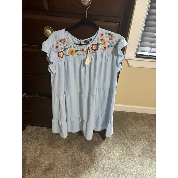 Oddi Oversized Embroidered Dress size Small - Light Blue - Picture 4 of 10